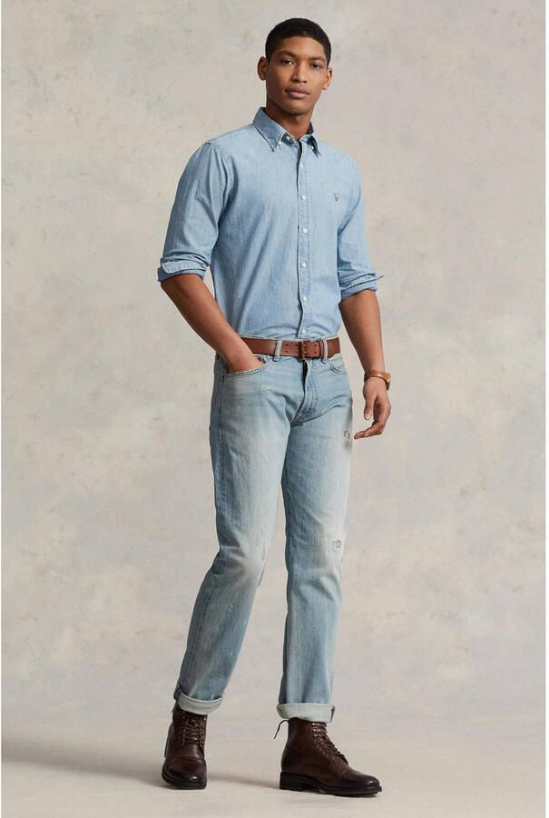 Polo Ralph Lauren Overhemd Lange Mouw CHEMISE AJUSTEE EN CHAMBRAY DENIM COL BOUTONNE LOGO PONY PLAYER - Foto 3