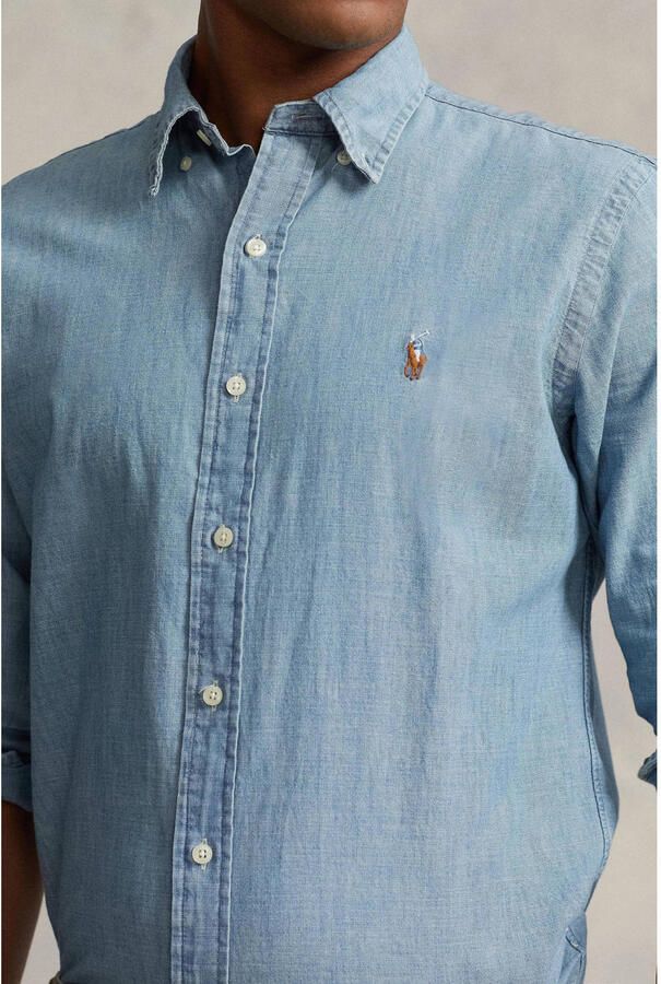 Polo Ralph Lauren Overhemd Lange Mouw CHEMISE AJUSTEE EN CHAMBRAY DENIM COL BOUTONNE LOGO PONY PLAYER