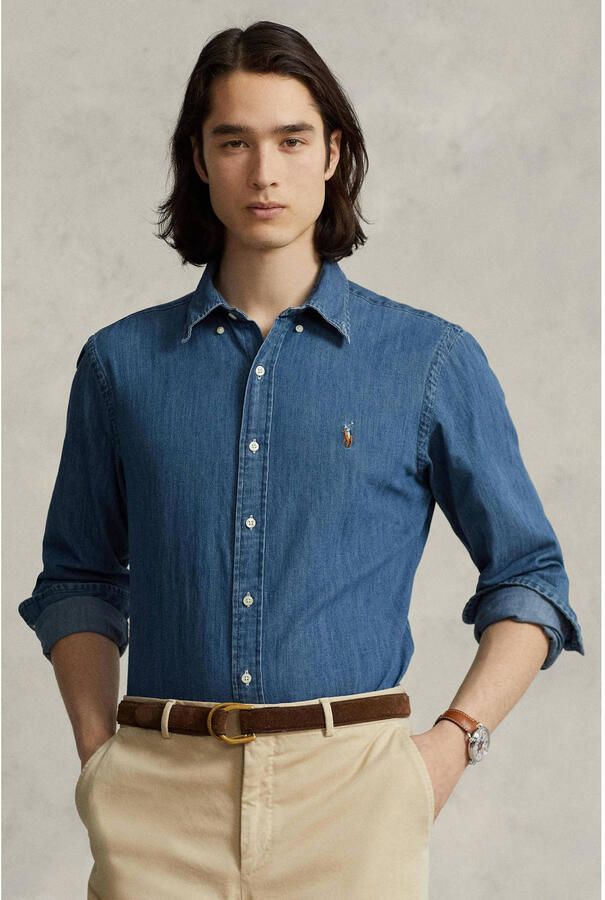 Polo Ralph Lauren Overhemd Lange Mouw CHEMISE CINTREE SLIM FIT EN JEAN DENIM BOUTONNE LOGO PONY PLAYER - Foto 8