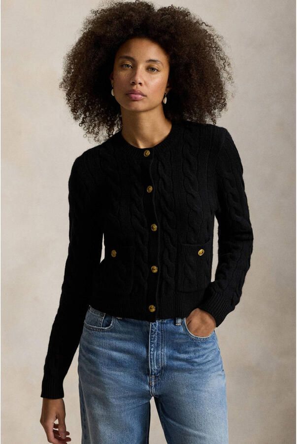 Polo Ralph Lauren Cardigan van een mix van lanawol en kasjmier met kabelpatroon