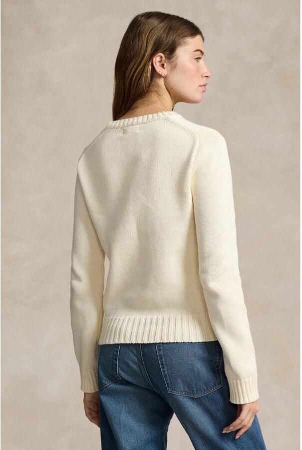 Polo Ralph Lauren Gebreide pullover van een mix van katoen en kasjmier met motiefstitching