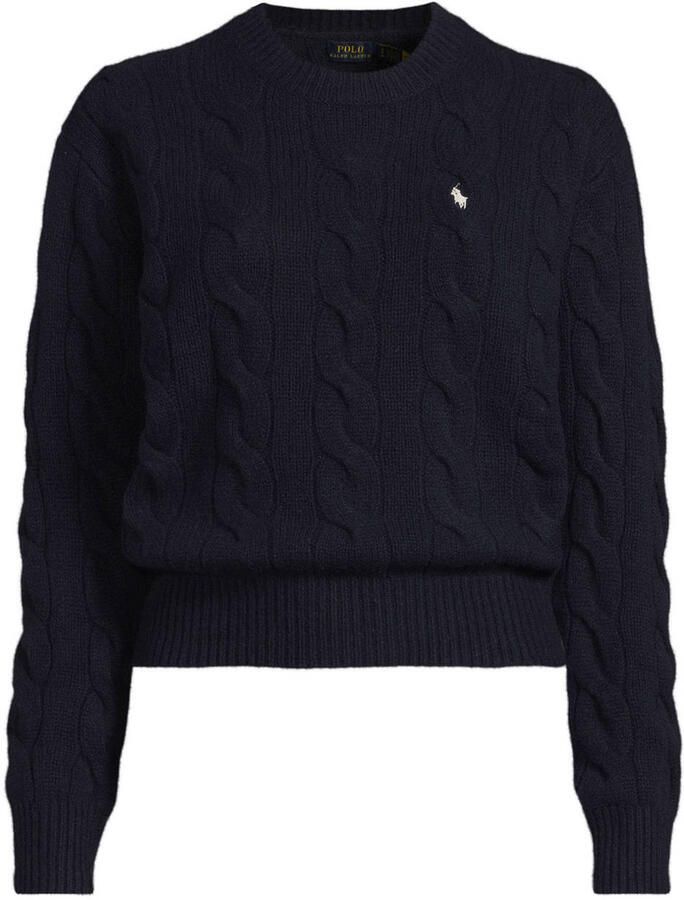 Polo Ralph Lauren Gebreide pullover van een mix van katoen en kasjmier met kabelpatroon