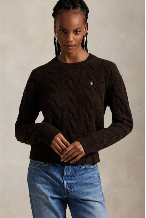 Polo Ralph Lauren Gebreide pullover met kabelpatroon en ronde hals
