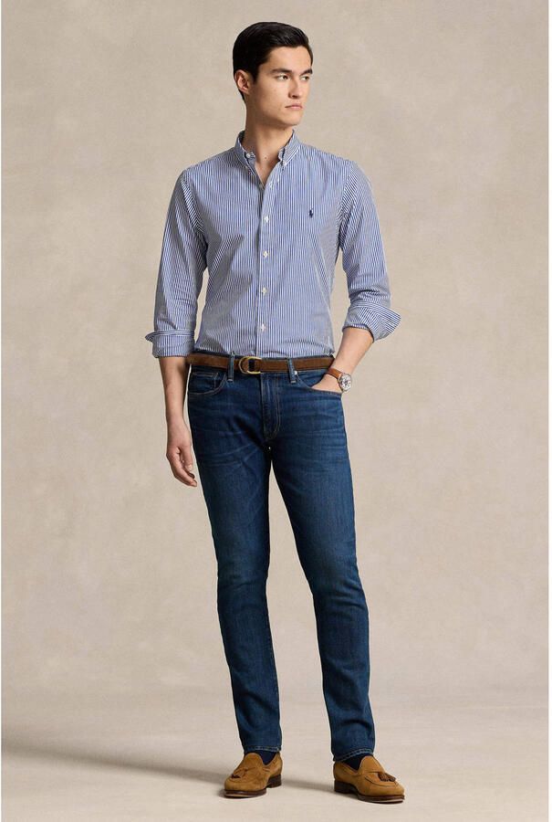 Polo Ralph Lauren Blauw Gestreept Casual Overhemd Katoenmix Blue Heren