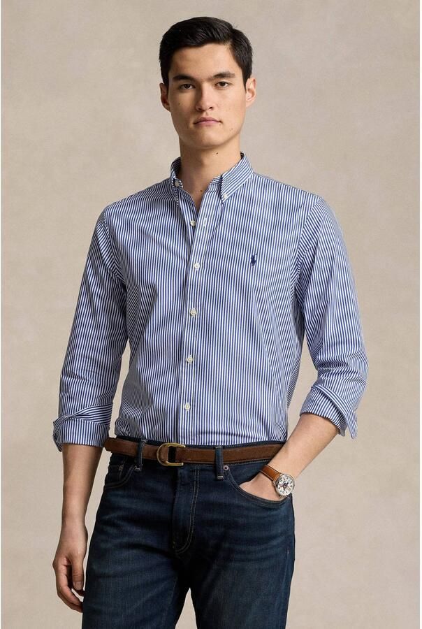 Polo Ralph Lauren Blauw Gestreept Casual Overhemd Katoenmix Blue Heren - Foto 3
