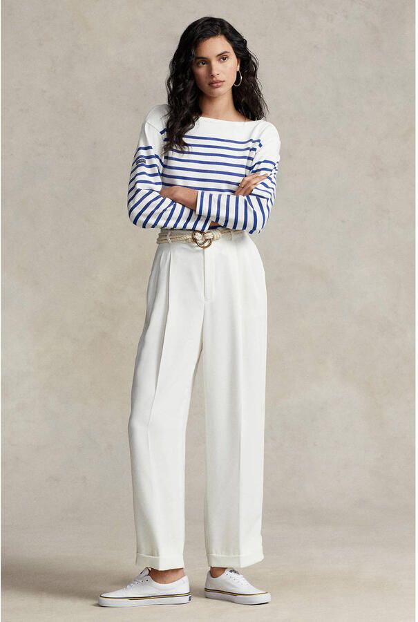 Polo Ralph Lauren Klassieke Gestreepte Boothals T-shirt Top Blue Dames