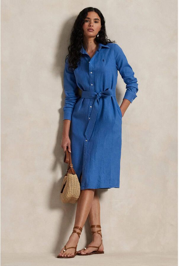 POLO Ralph Lauren linnen blousejurk blauw - Foto 2