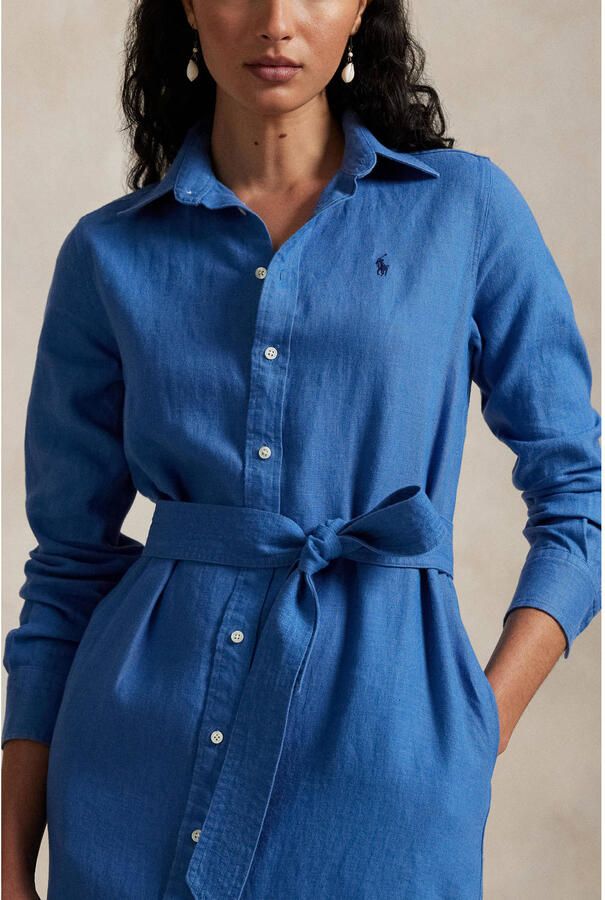 POLO Ralph Lauren linnen blousejurk blauw - Foto 3