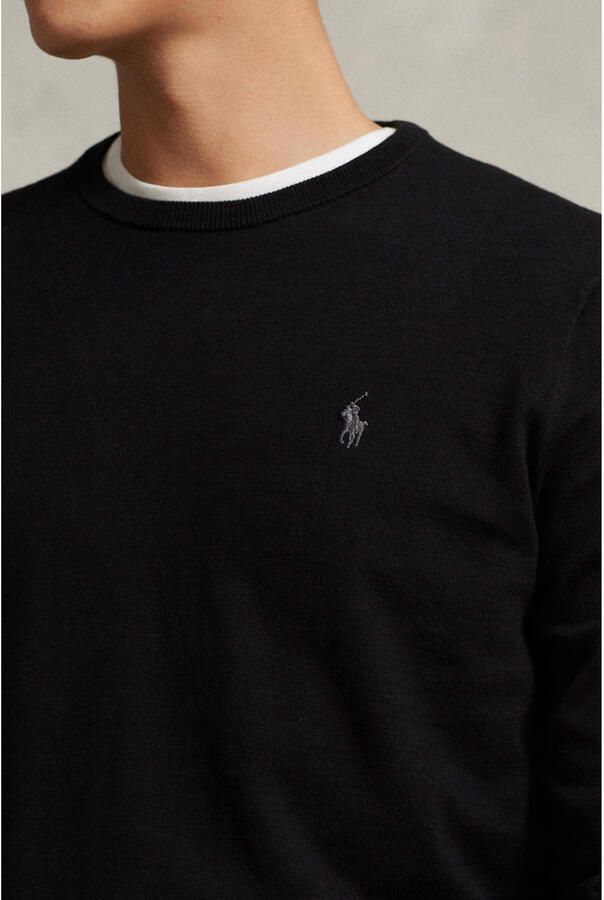 Polo Ralph Lauren Klassieke Zwarte Katoenen Trui met Geborduurde Pony Black Heren - Foto 3