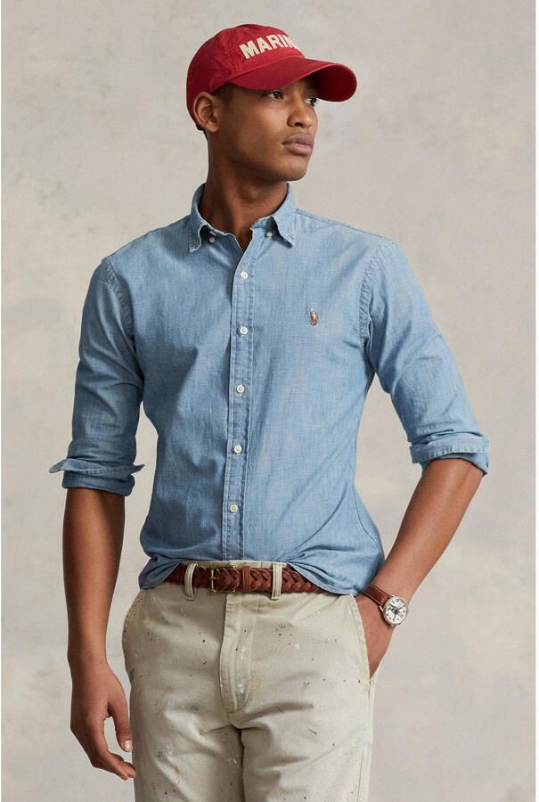 Polo Ralph Lauren Blauw Slim-Fit Overhemd met Pony Borduursel Blue Heren - Foto 3