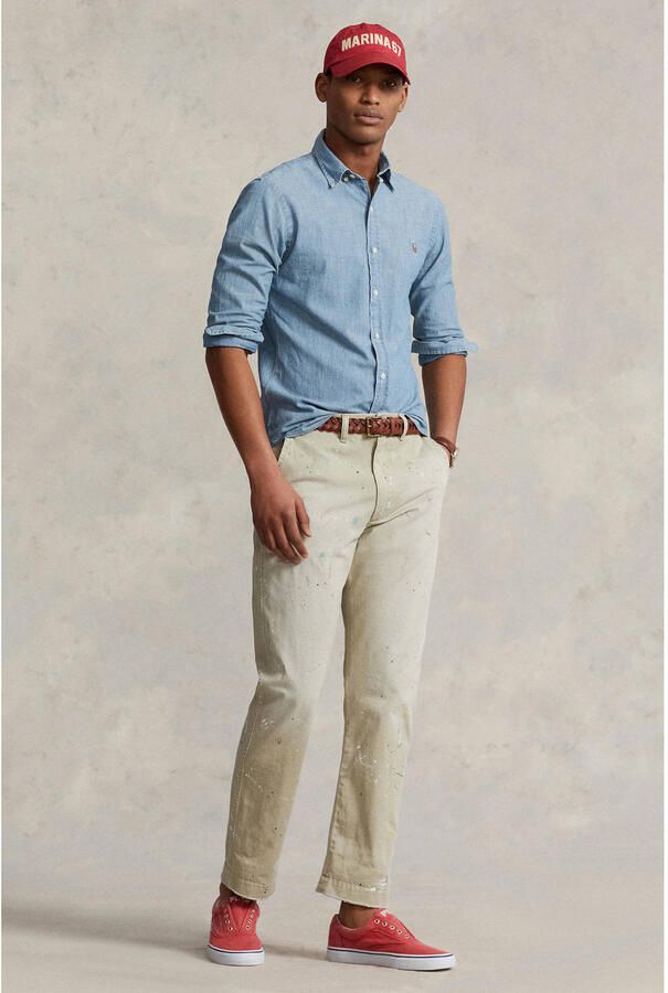 Polo Ralph Lauren Blauw Slim-Fit Overhemd met Pony Borduursel Blue Heren