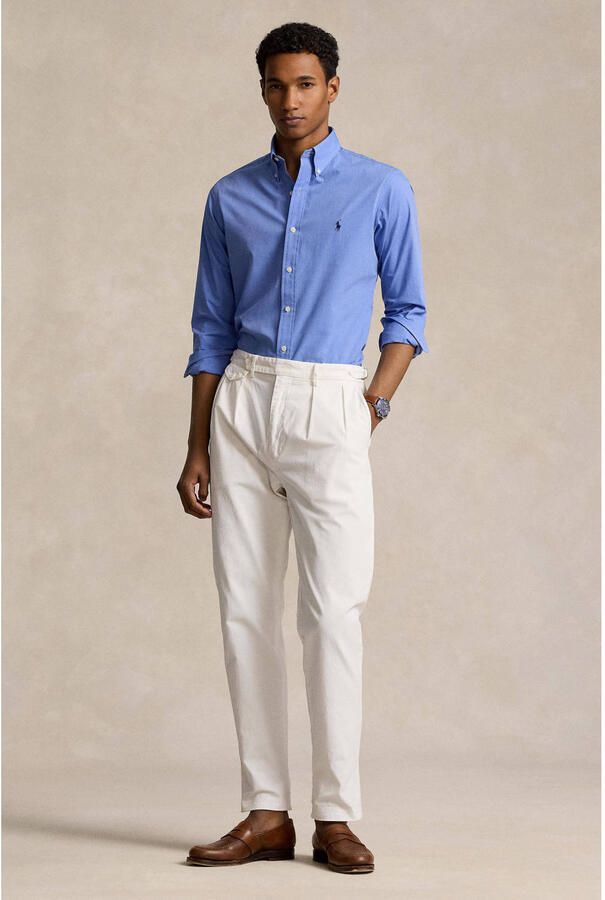 POLO Ralph Lauren slim fit overhemd met logo blue end on end