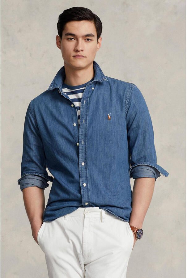 Polo Ralph Lauren Overhemd Lange Mouw CHEMISE CINTREE SLIM FIT EN JEAN DENIM BOUTONNE LOGO PONY PLAYER - Foto 4