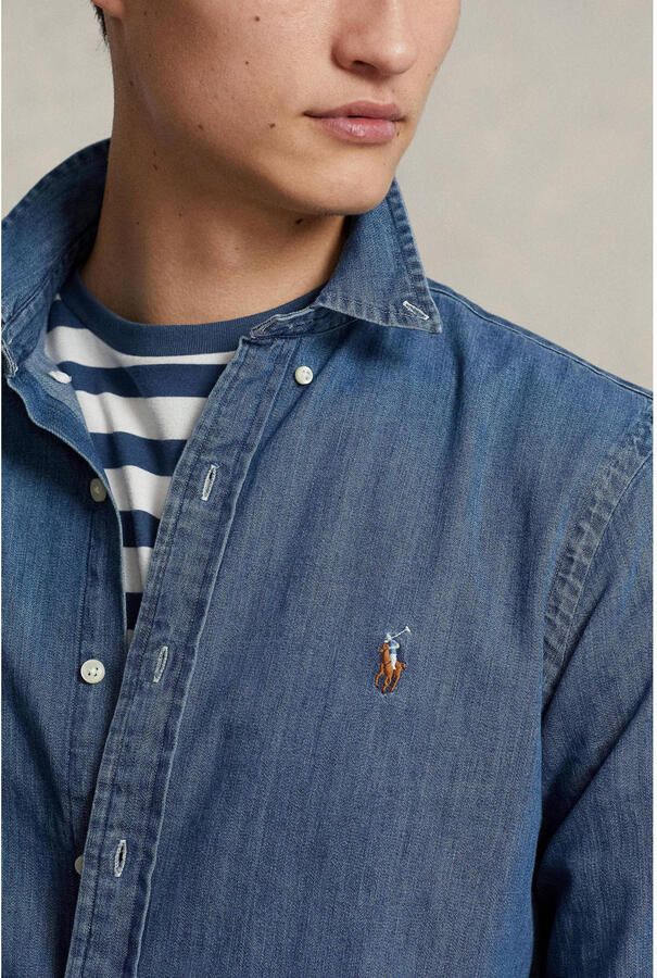 Polo Ralph Lauren Overhemd Lange Mouw CHEMISE CINTREE SLIM FIT EN JEAN DENIM BOUTONNE LOGO PONY PLAYER - Foto 6