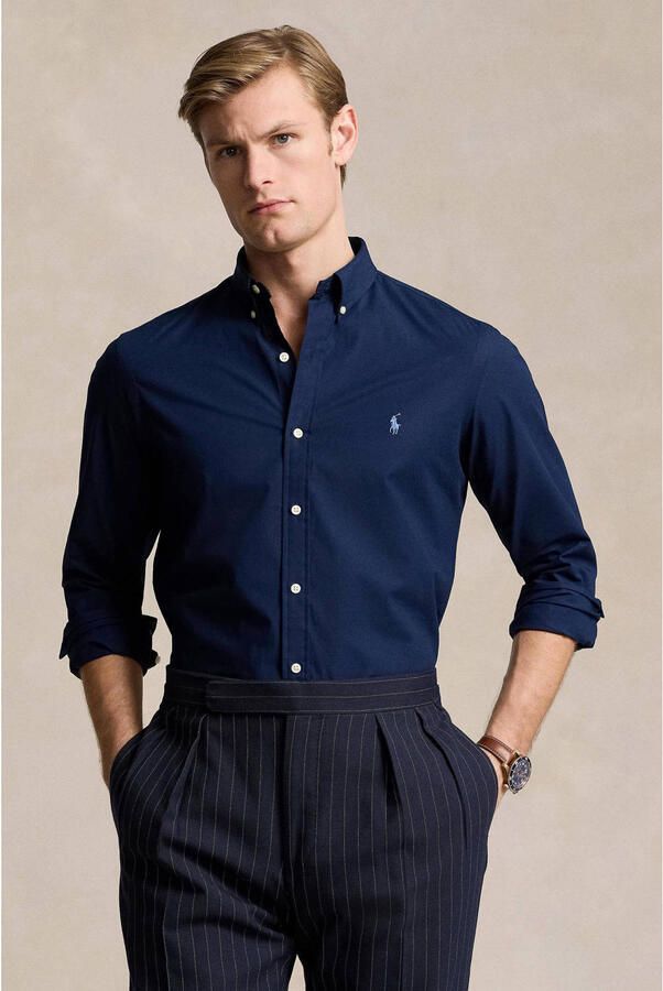Polo Ralph Lauren Blauwe Button-Down Overhemd met Handtekening Pony Blue Heren