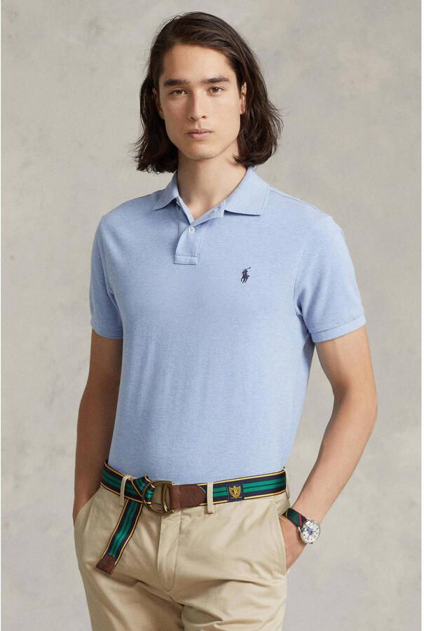 Polo Ralph Lauren Polo shirt met logo borduursel en geribbelde kraag en manchetten Blue Heren