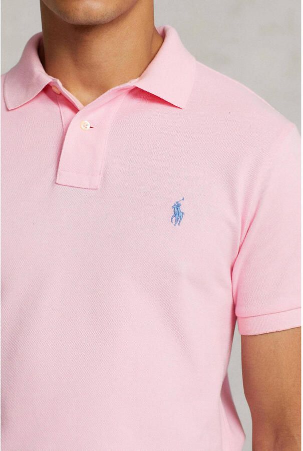 Polo Ralph Lauren Polo shirt met logo borduursel en geribbelde kraag en manchetten Pink Heren