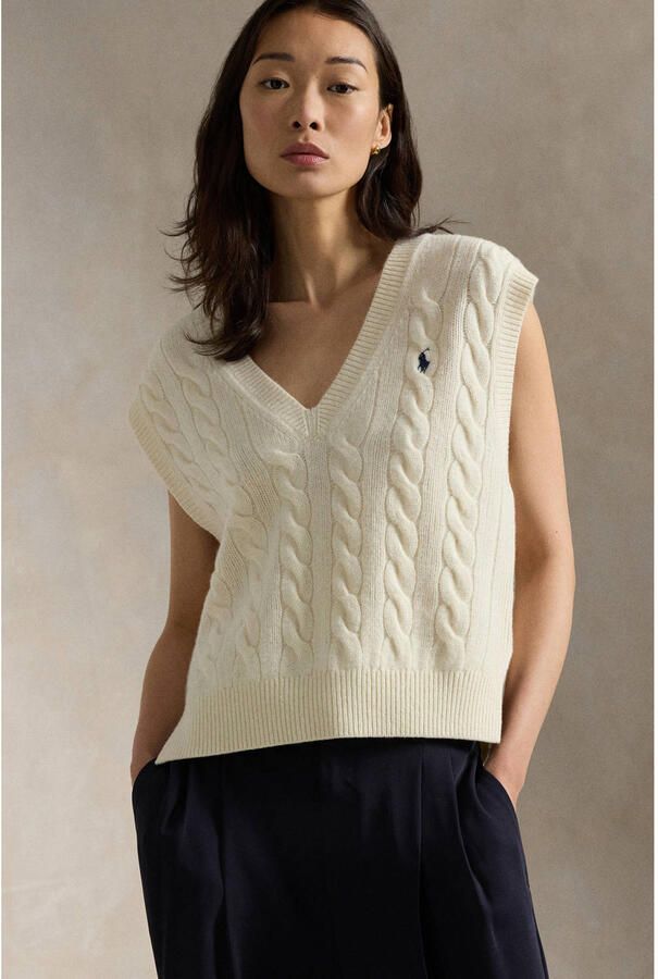 Polo Ralph Lauren Spencer van een mix van wol en kasjmier met V-hals