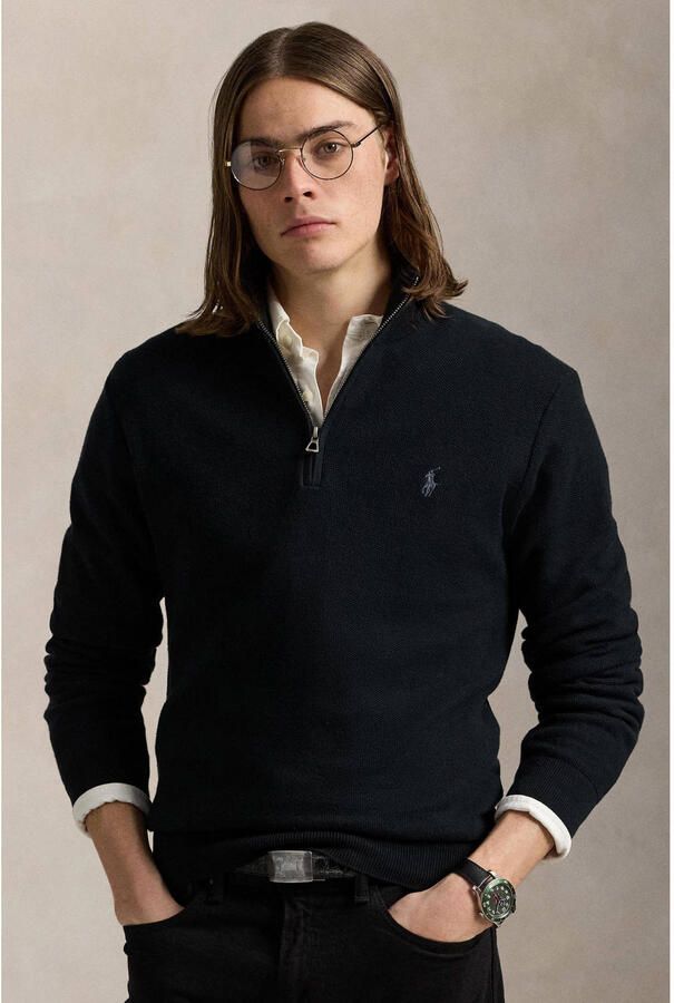 Polo Ralph Lauren Mesh-Gebreide Katoen Quarter-Zip Sweater Black Heren - Foto 2