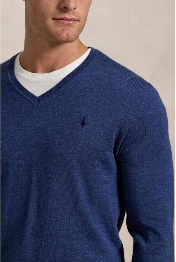 POLO Ralph Lauren trui met wol fijn gebreid donkerblauw