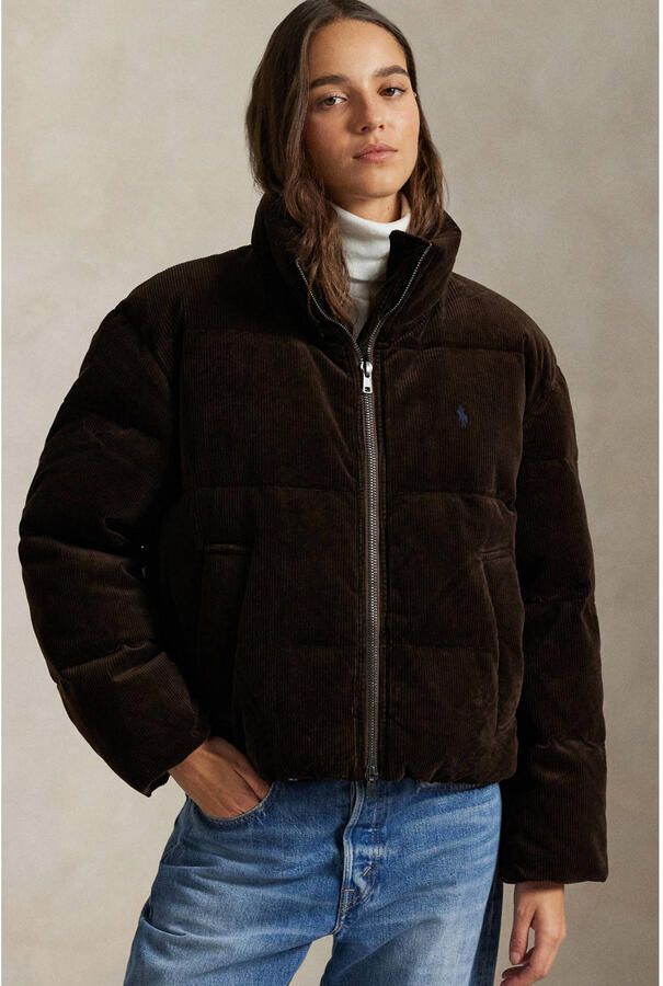 Polo Ralph Lauren Gewatteerd jack van corduroy met opstaande kraag en labelstitching
