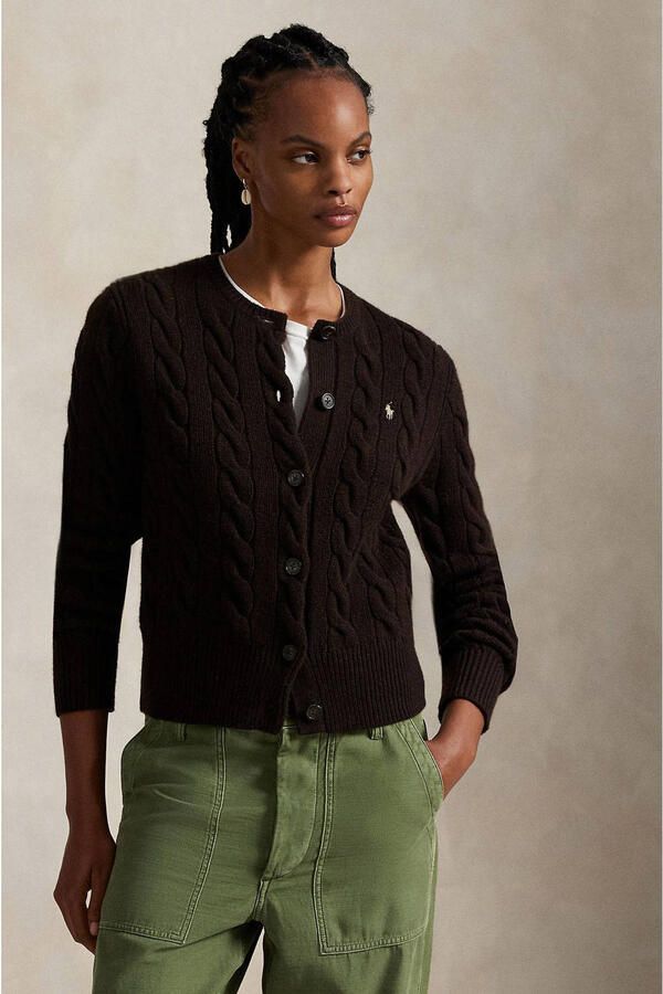 Polo Ralph Lauren Gebreid jack van een mix van linnen en kasjmier met kabelpatroon - Foto 2