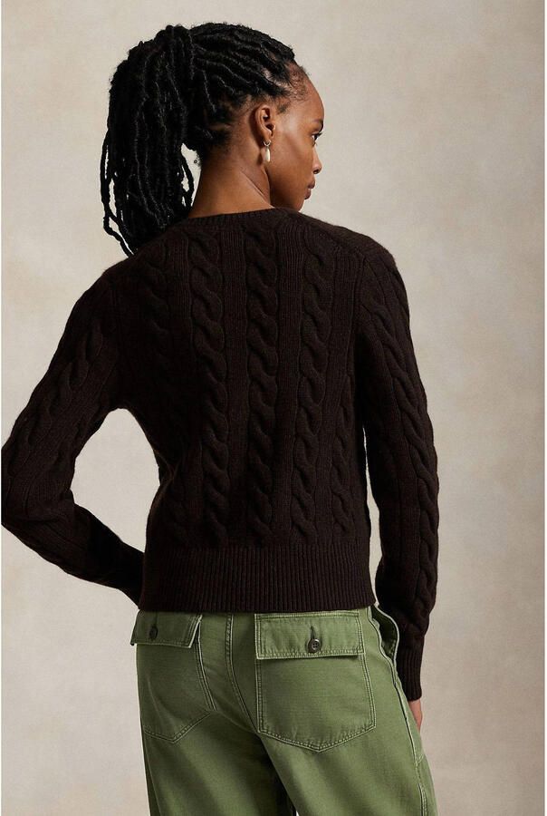 Polo Ralph Lauren Gebreid jack van een mix van linnen en kasjmier met kabelpatroon