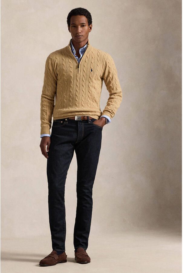 Polo Ralph Lauren Gebreide pullover van een mix van katoen en kasjmier met opstaande kraag