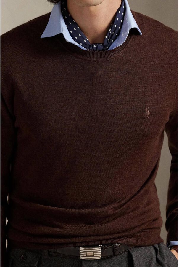 POLO Ralph Lauren wollen trui fijn gebreid donkerbruin - Foto 2