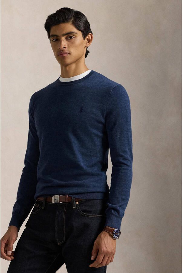 Polo Ralph Lauren Slim-Fit Wasbare Wol Ronde Hals Sweater Blue Heren - Foto 2