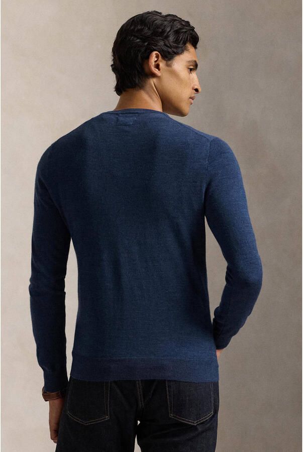 Polo Ralph Lauren Slim-Fit Wasbare Wol Ronde Hals Sweater Blue Heren