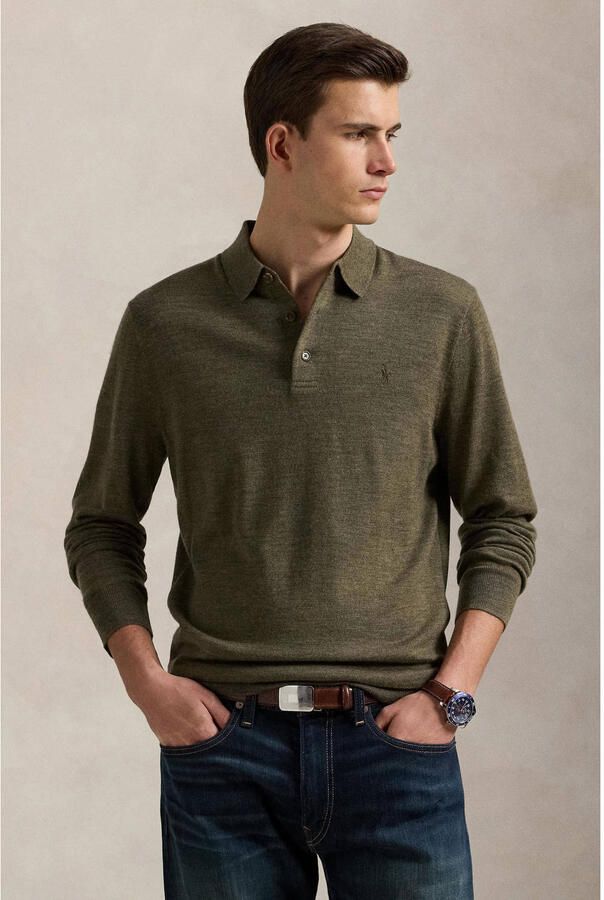 POLO Ralph Lauren wollen trui fijn gebreid olijfgroen