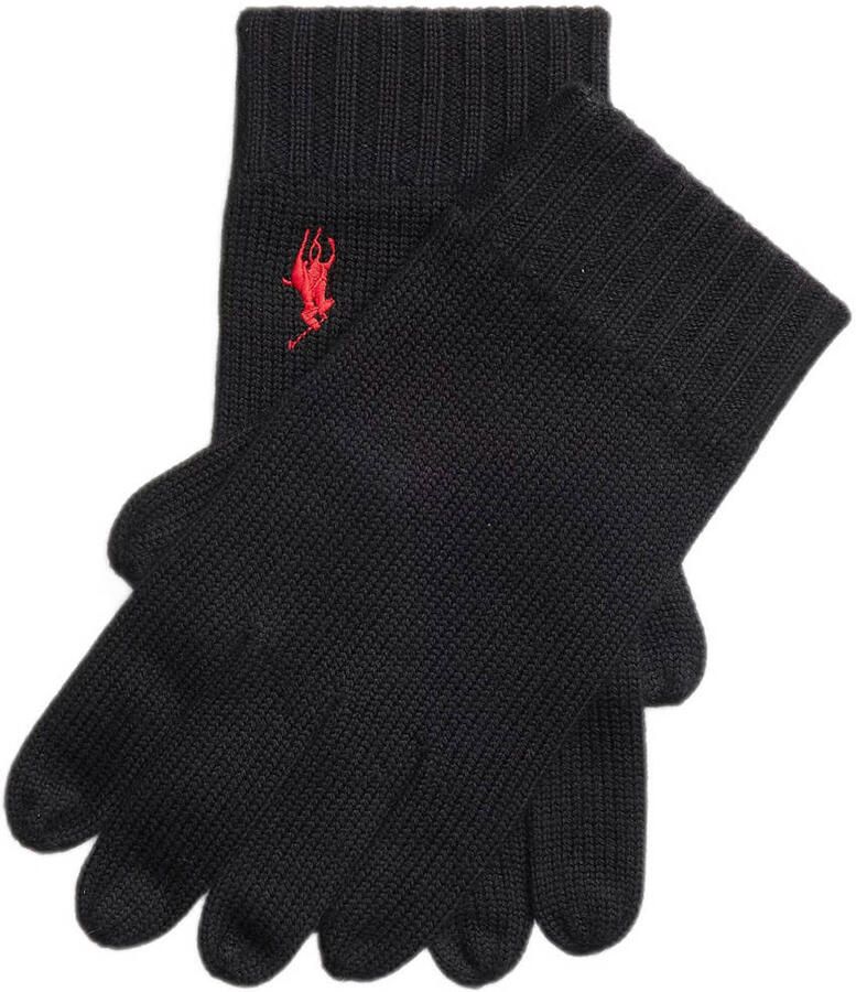 Ralph Lauren Zwarte Wol Handschoenen met Iconisch Pony Borduurwerk Black Heren - Foto 2