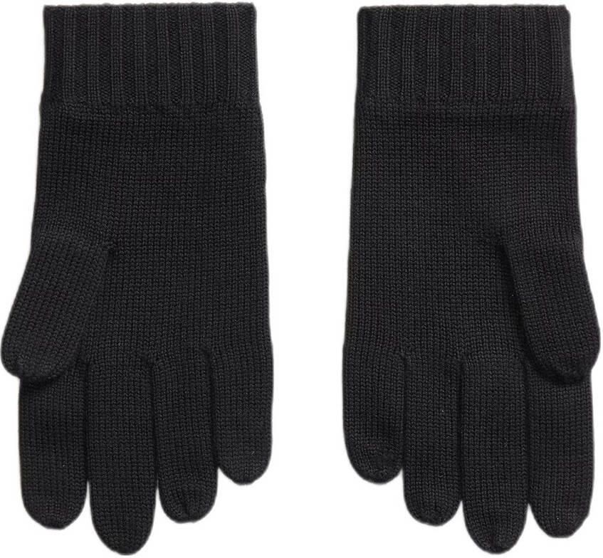 Ralph Lauren Zwarte Wol Handschoenen met Iconisch Pony Borduurwerk Black Heren