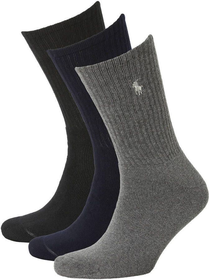 Ralph Lauren Assorti Crew Sock 3-Pack Navy Charcoal Black Multicolor Heren