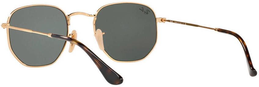Ray-Ban Hexagonale zonnebril RB3548N Zeshoekige platte lenzen Yellow Green Unisex - Foto 4