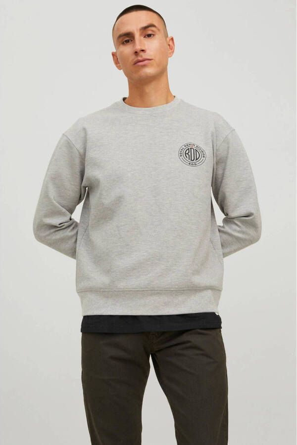 R.D.D. ROYAL DENIM DIVISION sweater RDDDEAN met logo light grey melange