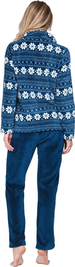 Rebelle fleece huispak donkerblauw wit - Foto 3