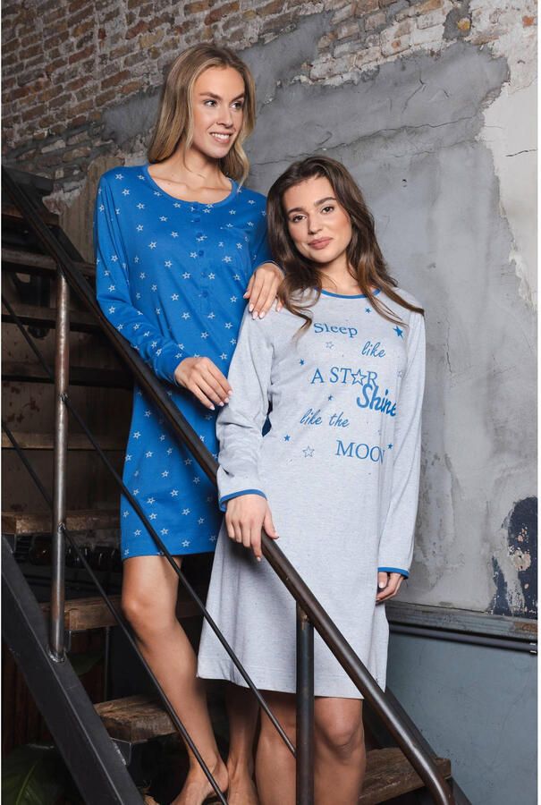 Rebelle nachthemd blauw wit - Foto 2