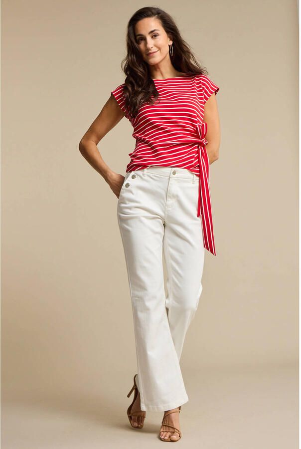 Red Button Bibette Off-White & Buttons high waist flared jeans ecru