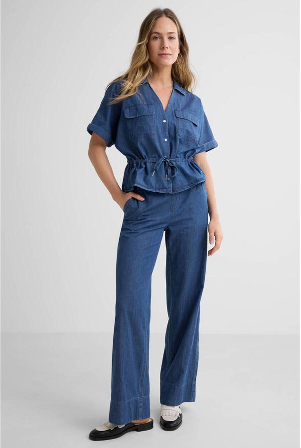 Red Button Claudette Palazzo Denim rinse wide leg jeans donkerblauw