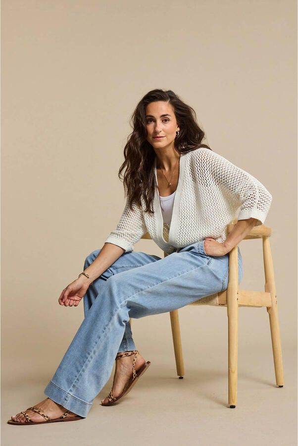 Red Button Colette Elastic Waistband Denim straight leg jeans lichtblauw