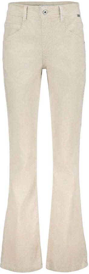 Red Button corduroy flared high waist flared broek beige