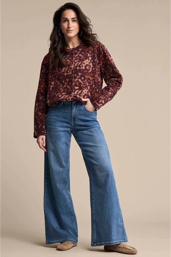 Red Button corduroy jack met plooien en print meerkleurig bordeaux