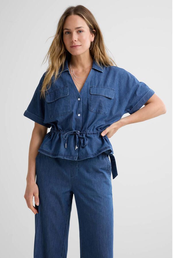 Red Button denim blouse donkerblauw