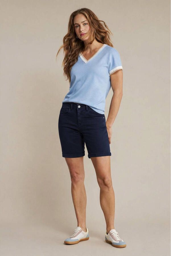 Red Button denim straight high waist short donkerblauw