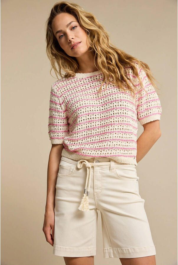 Red Button denim straight high waist short ecru