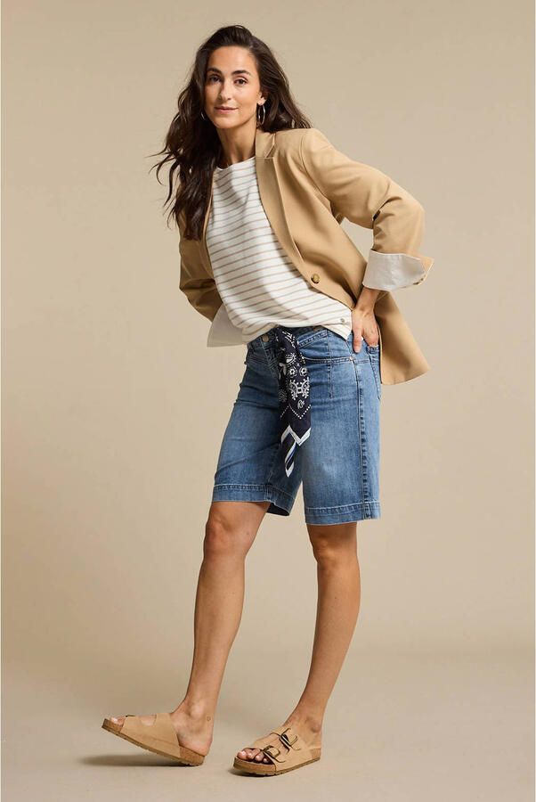 Red Button denim straight regular waist bermuda short medium blue denim