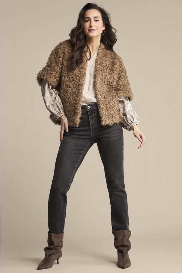 Red Button faux fur jas bruin