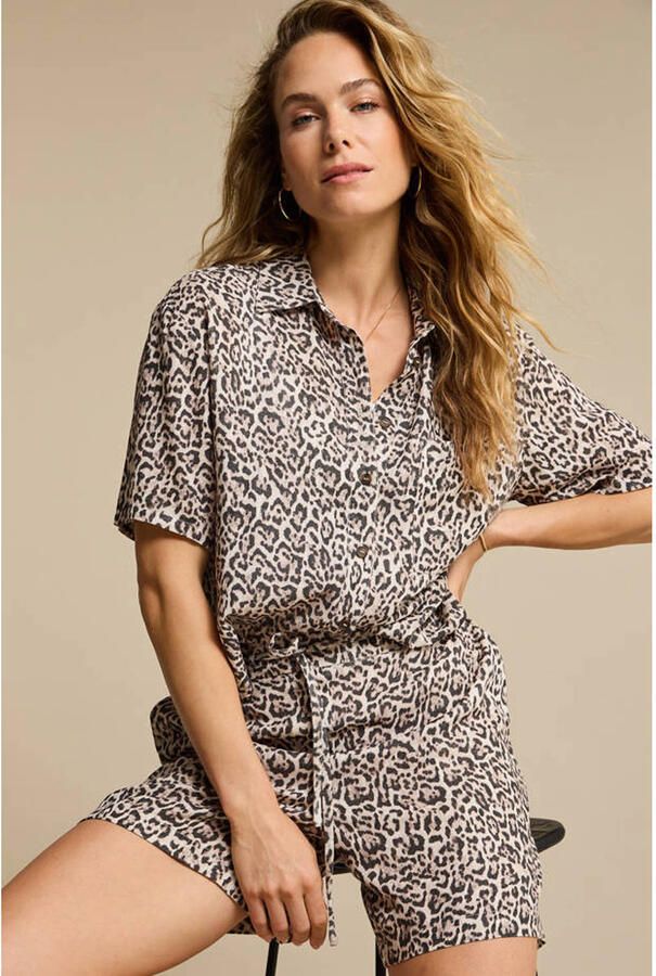 Red Button high waist bermuda short met panterprint bruin - Foto 2